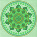 Round Patterned Jade Green Rug, pat1925grn