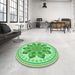 Round Patterned Jade Green Rug in a Office, pat1925grn