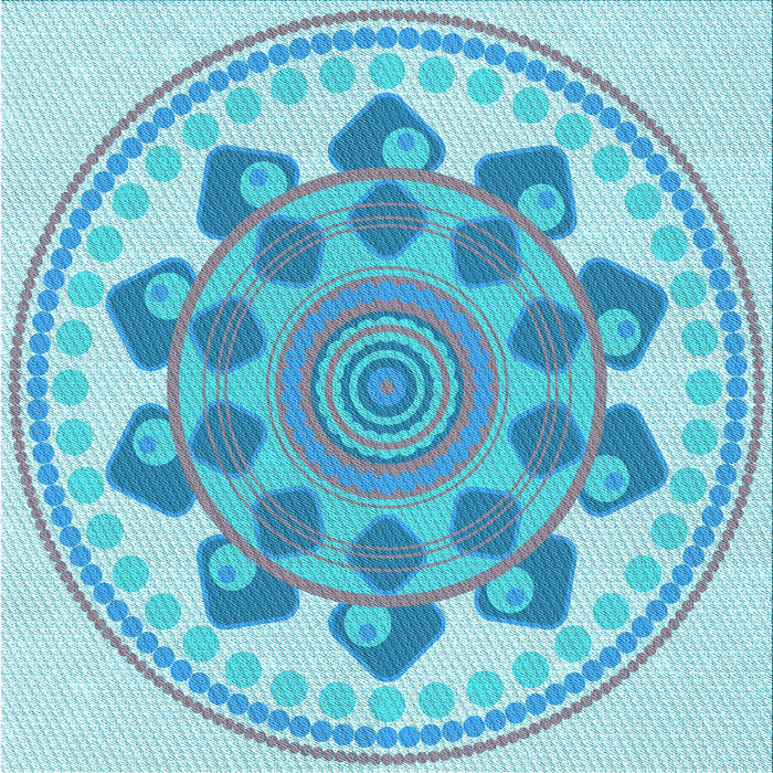 Round Patterned Blue Rug, pat1925lblu