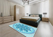 Round Machine Washable Transitional Blue Rug in a Office, wshpat1925lblu