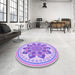 Round Patterned Mauve Purple Rug in a Office, pat1925pur