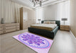 Round Machine Washable Transitional Mauve Purple Rug in a Office, wshpat1925pur