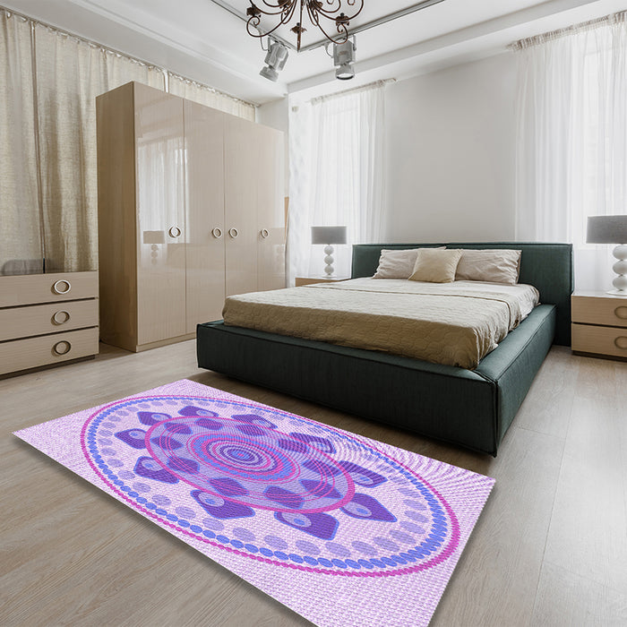Patterned Mauve Purple Rug in a Bedroom, pat1925pur