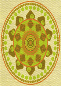 Machine Washable Transitional Neon Yellow Rug, wshpat1925yw