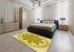 Round Machine Washable Transitional Neon Yellow Rug in a Office, wshpat1925yw