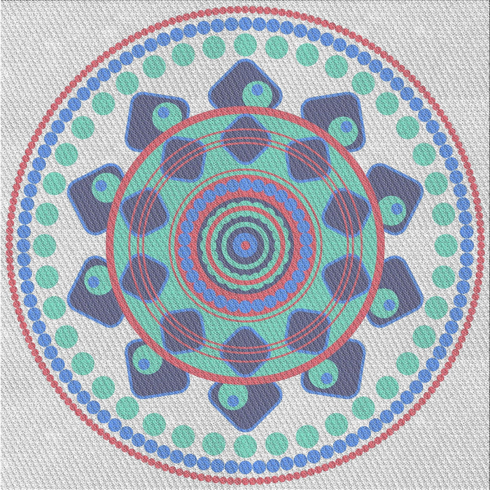 Square Patterned Slate Blue Grey Novelty Rug, pat1925