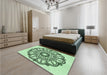 Round Machine Washable Transitional Mint Green Rug in a Office, wshpat1926grn