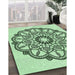 Patterned Mint Green Rug in Family Room, pat1926grn