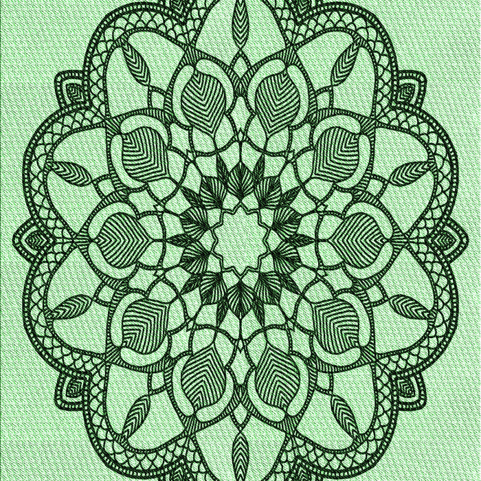 Machine Washable Transitional Mint Green Rug, wshpat1926grn