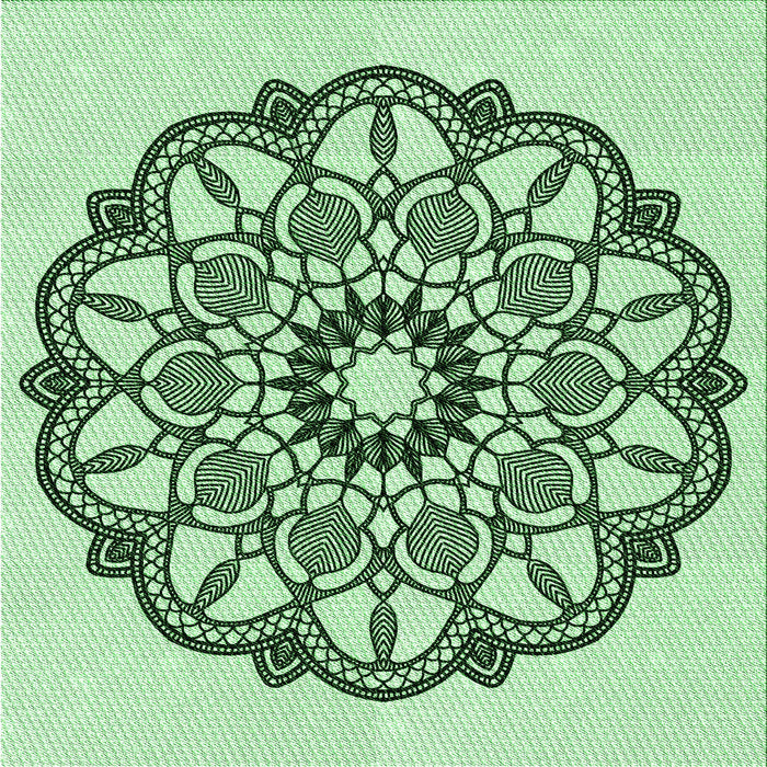 Round Machine Washable Transitional Mint Green Rug, wshpat1926grn