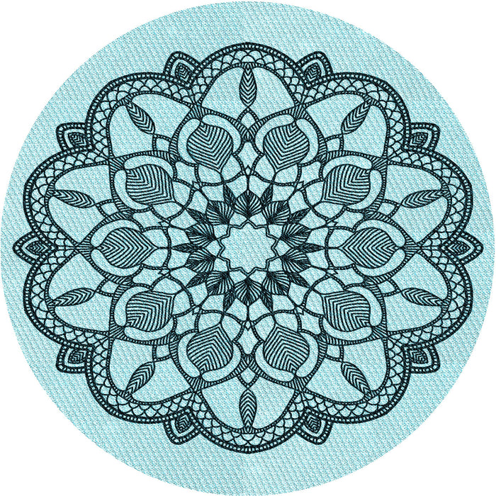 Square Patterned Deep-Sea Green Rug, pat1926lblu