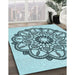 Machine Washable Transitional Deep-Sea Green Rug in a Family Room, wshpat1926lblu