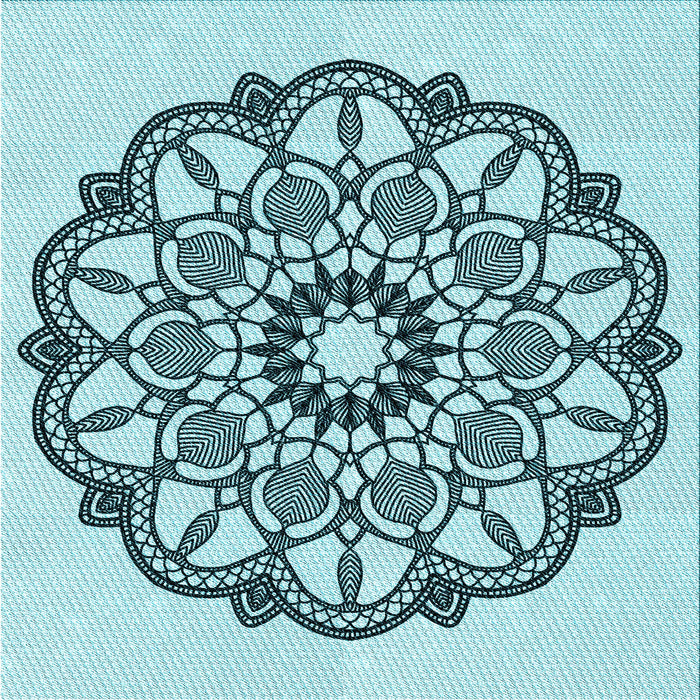 Round Patterned Deep-Sea Green Rug, pat1926lblu