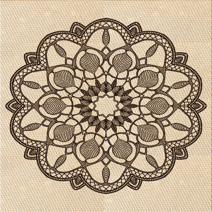 Round Patterned Sienna Brown Rug, pat1926org