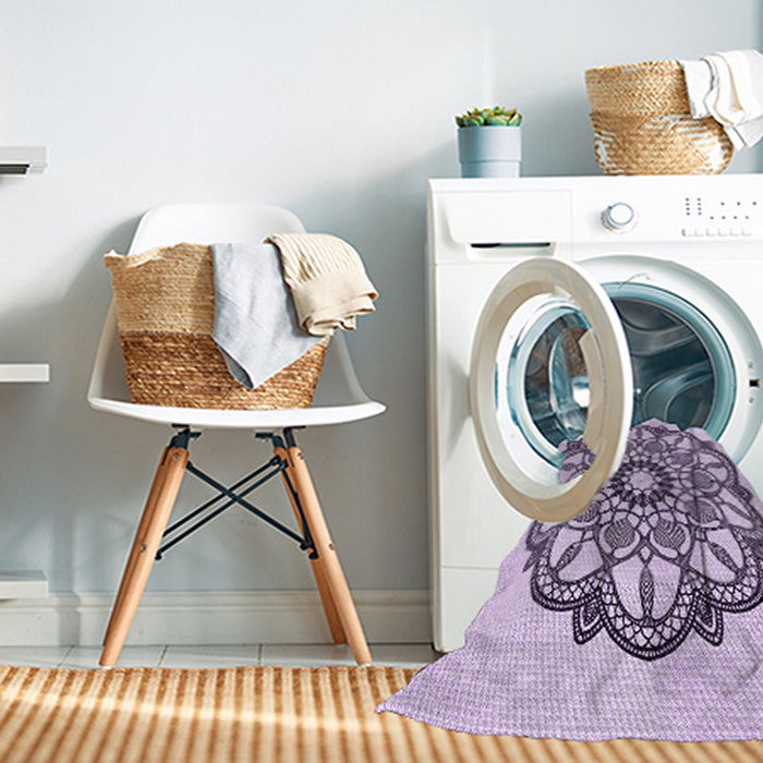 Machine Washable Transitional Orchid Purple Rug in a Washing Machine, wshpat1926pur