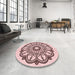 Round Patterned Light Rose Pink Rug in a Office, pat1926rd