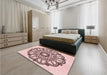 Round Machine Washable Transitional Light Rose Pink Rug in a Office, wshpat1926rd