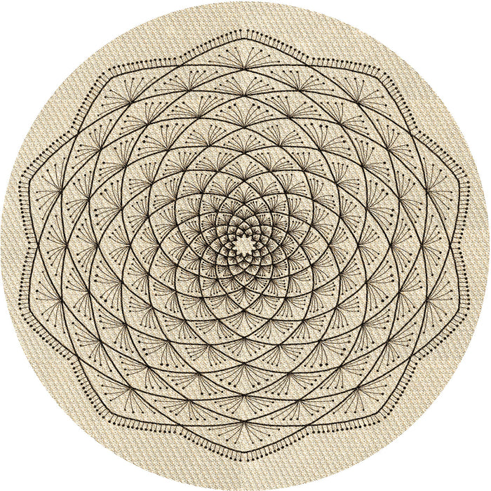 Square Patterned Dark Almond Brown Rug, pat1927brn