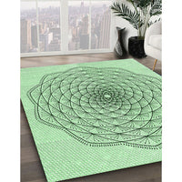 Patterned Mint Green Rug, pat1927grn
