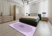 Round Machine Washable Transitional Lilac Purple Rug in a Office, wshpat1927pur