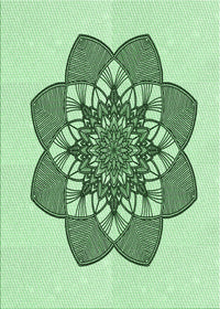 Machine Washable Transitional Mint Green Rug, wshpat1928grn