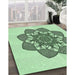 Machine Washable Transitional Mint Green Rug in a Family Room, wshpat1928grn