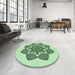 Round Patterned Mint Green Rug in a Office, pat1928grn