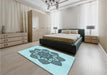 Patterned Deep-Sea Green Rug in a Bedroom, pat1928lblu
