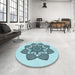 Round Patterned Deep-Sea Green Rug in a Office, pat1928lblu