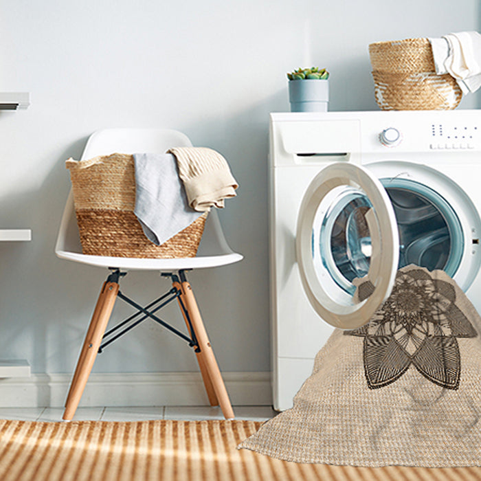 Machine Washable Transitional Dark Gold Brown Rug in a Washing Machine, wshpat1928org