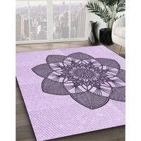 Patterned Purple Flower Purple Rug, pat1928pur