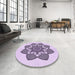Round Patterned Purple Flower Purple Rug in a Office, pat1928pur