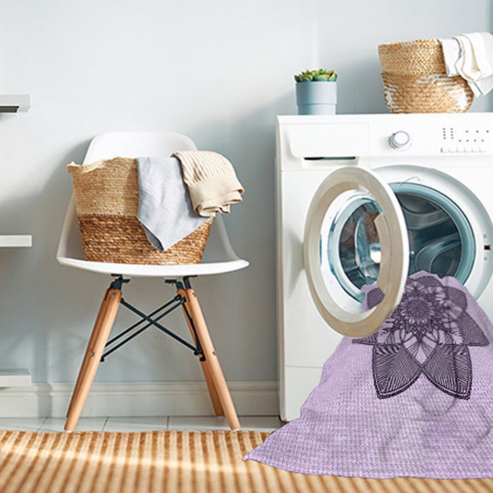 Machine Washable Transitional Purple Flower Purple Rug in a Washing Machine, wshpat1928pur