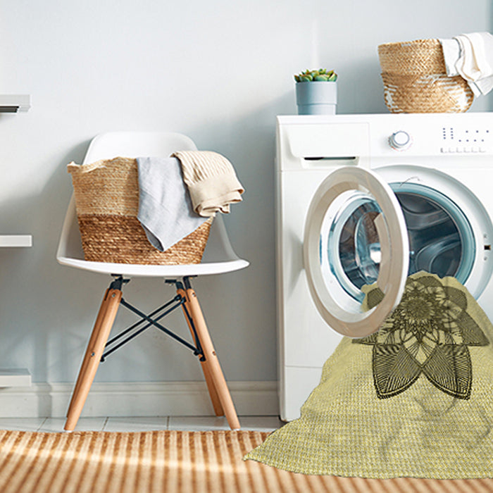 Machine Washable Transitional Harvest Gold Rug in a Washing Machine, wshpat1928yw