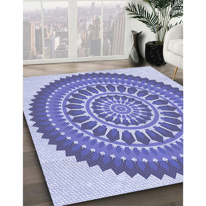 Patterned Periwinkle Purple Rug in Family Room, pat1929blu