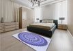 Round Machine Washable Transitional Periwinkle Purple Rug in a Office, wshpat1929blu