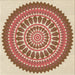 Round Patterned Red Rug, pat1929brn