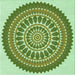 Round Machine Washable Transitional Light Green Rug, wshpat1929grn