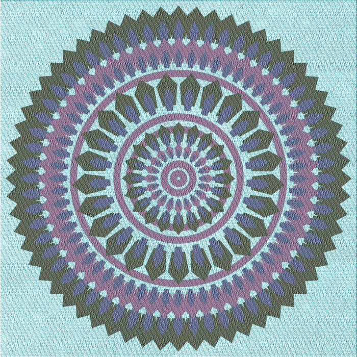 Round Patterned Blue Rug, pat1929lblu