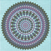 Round Patterned Blue Rug, pat1929lblu