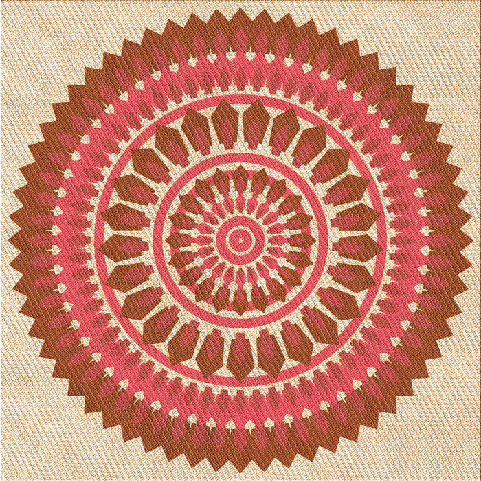 Round Patterned Yellow Rug, pat1929org