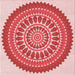 Round Patterned Pastel Pink Rug, pat1929rd