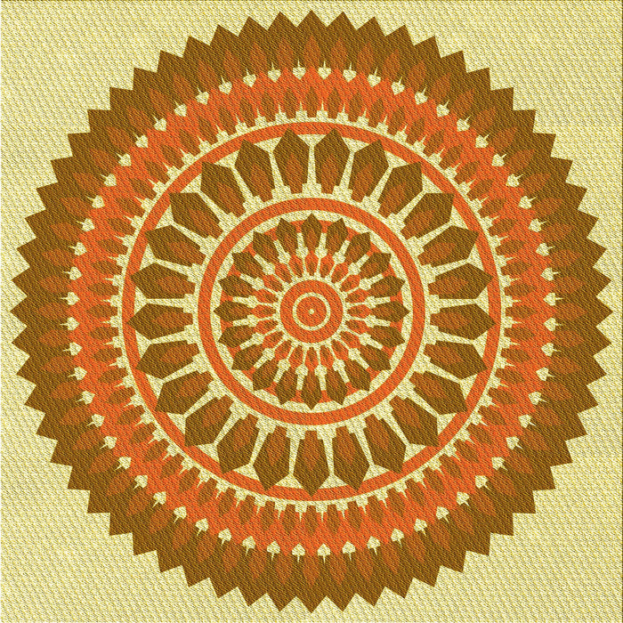 Round Patterned Mahogany Brown Rug, pat1929yw