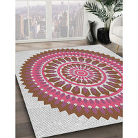 Patterned Bright Maroon Red Novelty Rug, pat1929