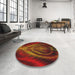 Round Machine Washable Transitional Red Rug in a Office, wshpat192