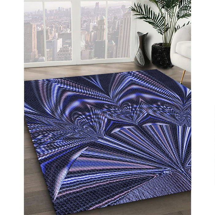 Patterned Night Blue Rug in Family Room, pat193blu