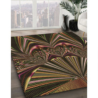 Patterned Black Brown Rug, pat193brn