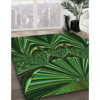 Patterned Dark Lime Green Rug, pat193grn