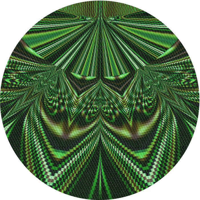 Square Patterned Dark Lime Green Rug, pat193grn