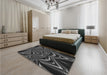 Patterned Midnight Gray Rug in a Bedroom, pat193gry